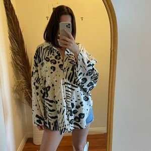 Vintage and black patterned button down.